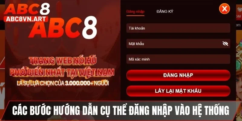 Các bước hướng dẫn cụ thể đăng nhập vào hệ thống