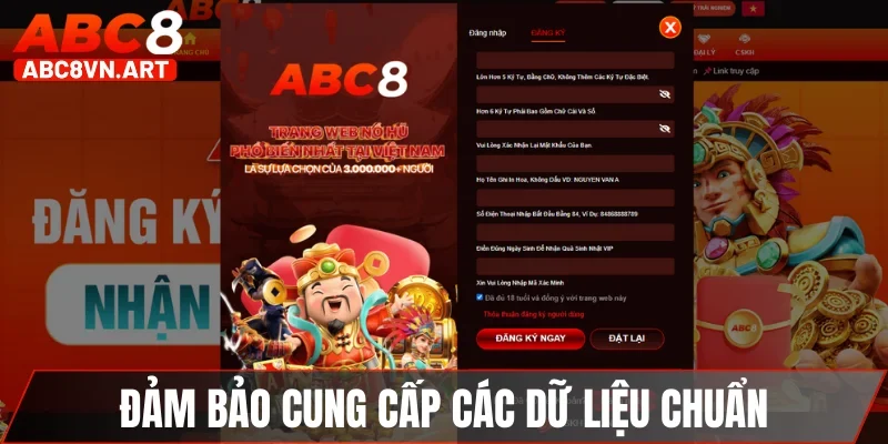Đảm bảo cung cấp tất cả các dữ liệu chuẩn