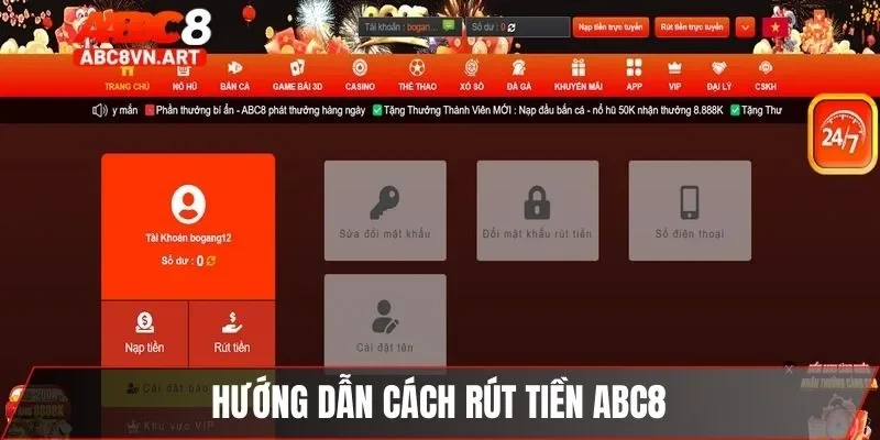 Hướng dẫn cách rút tiền ABC8