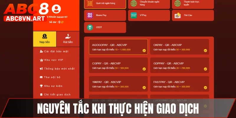 Nguyên tắc cần thiết khi thực hiện giao dịch